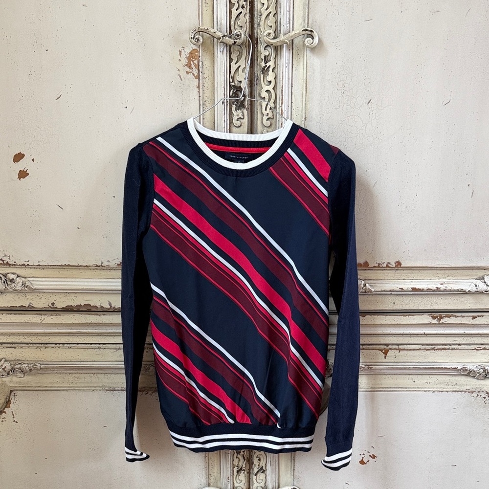 Tommy Hilfiger Navy & Red Crewneck Sweater